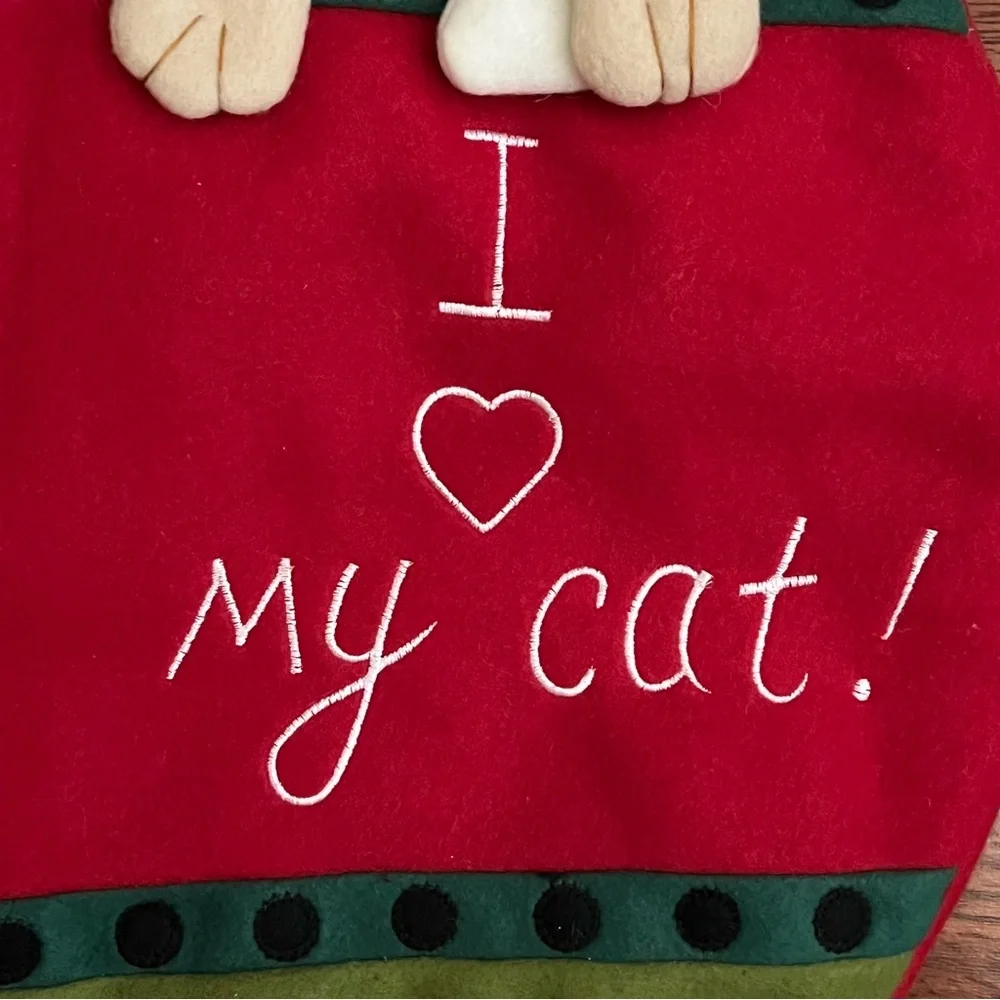 I Love My Cat Christmas Stocking Plush Pet Santa’s Best Kitty Kitten Decor
